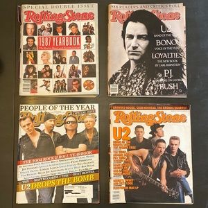 Vintage U2 Cover’s on Rolling Stones Magazine - lot of 4- rare find-gently used